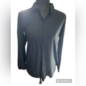 Eileen Fisher black button up size PM